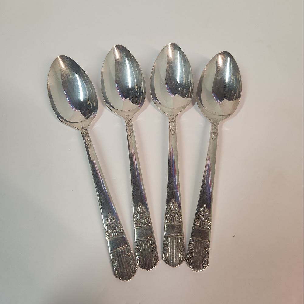 Wm A Rogers Oneida 1938 Silverplate 7" Serving Spoons x 4 VTG